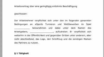 Mustervertrag für Esport-Teams 8 Ein Beispiel für einen Brief auf Deutsch.