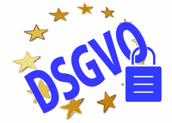 Ein mit Sternen geschmücktes DSGVO-Logo steht für die Einhaltung des Datenschutzes gemäß DSGVO.