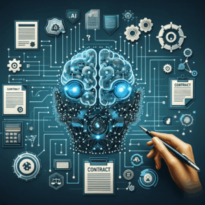Profile 5 DALL·E 2024 01 17 15.37.42 An image for the topic Artificial Intelligence in Contracts. Visualize the integration of AI technology within the realm of legal contract managemen